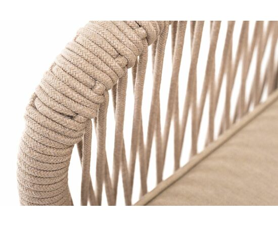 "Канны" кресло плетеное из роупа, основание дуб, роуп бежевый круглый, ткань бежевая 15052, изображение 7 | Интернет магазин мебели и декора LifeDekor