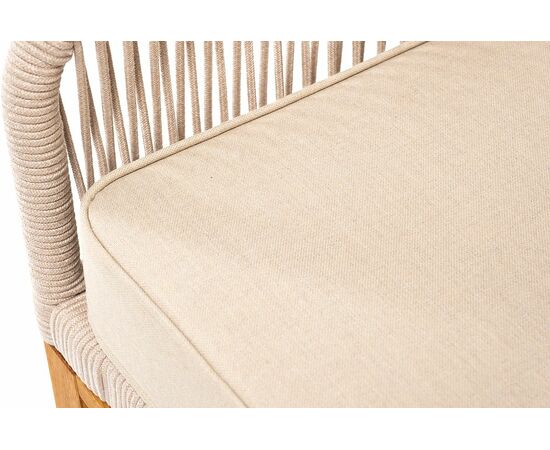 "Канны" кресло плетеное из роупа, основание дуб, роуп бежевый круглый, ткань бежевая 15052, изображение 8 | Интернет магазин мебели и декора LifeDekor