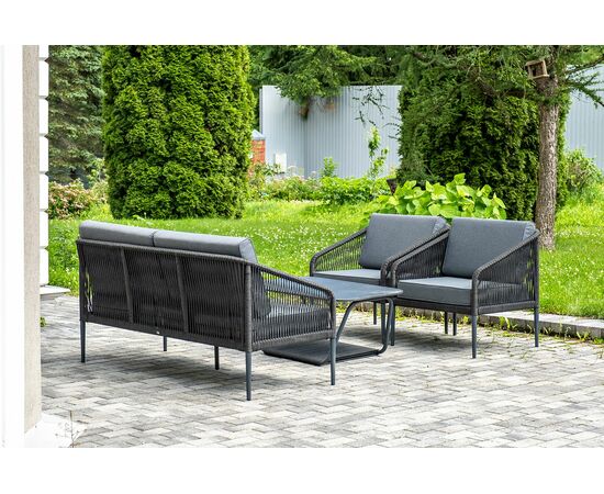 "Канны" лаунж-зона 4-местная плетеная из роупа (веревки), цвет темно-серый, изображение 4 | Интернет магазин мебели и декора LifeDekor