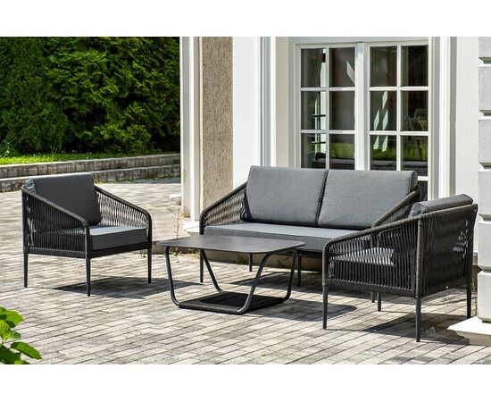 "Канны" лаунж-зона 4-местная плетеная из роупа (веревки), цвет темно-серый, изображение 7 | Интернет магазин мебели и декора LifeDekor