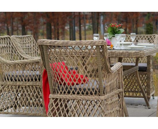 "Айриш" обеденная группа плетеная на 4 персоны, цвет соломенный, изображение 4 | Интернет магазин мебели и декора LifeDekor
