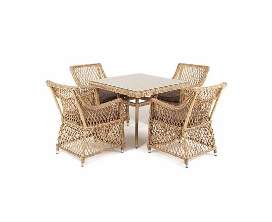 "Айриш" обеденная группа плетеная на 4 персоны, цвет соломенный, изображение 5 | Интернет магазин мебели и декора LifeDekor