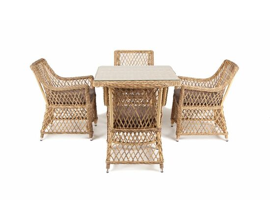 "Айриш" обеденная группа плетеная на 4 персоны, цвет соломенный, изображение 6 | Интернет магазин мебели и декора LifeDekor