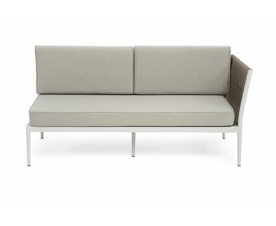 "Касабланка" левый модуль плетеный из роупа, каркас алюминий светло-серый (RAL7035) муар, роуп серо-коричневый 23мм, ткань бежевая 15052, изображение 2 | Интернет магазин мебели и декора LifeDekor