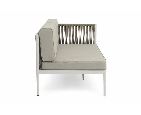 "Касабланка" левый модуль плетеный из роупа, каркас алюминий светло-серый (RAL7035) муар, роуп серо-коричневый 23мм, ткань бежевая 15052, изображение 4 | Интернет магазин мебели и декора LifeDekor