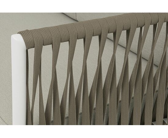 "Касабланка" левый модуль плетеный из роупа, каркас алюминий светло-серый (RAL7035) муар, роуп серо-коричневый 23мм, ткань бежевая 15052, изображение 6 | Интернет магазин мебели и декора LifeDekor
