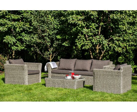 "Капучино" лаунж-зона из искусственного ротанга (гиацинт), цвет серый | Интернет магазин мебели и декора LifeDekor