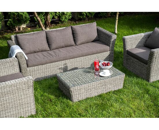 "Капучино" лаунж-зона из искусственного ротанга (гиацинт), цвет серый, изображение 4 | Интернет магазин мебели и декора LifeDekor