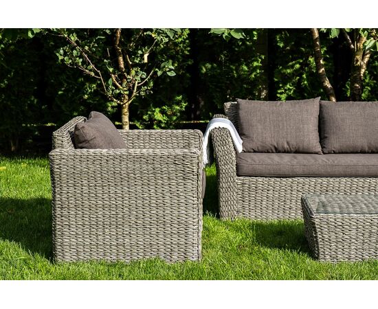 "Капучино" лаунж-зона из искусственного ротанга (гиацинт), цвет серый, изображение 6 | Интернет магазин мебели и декора LifeDekor