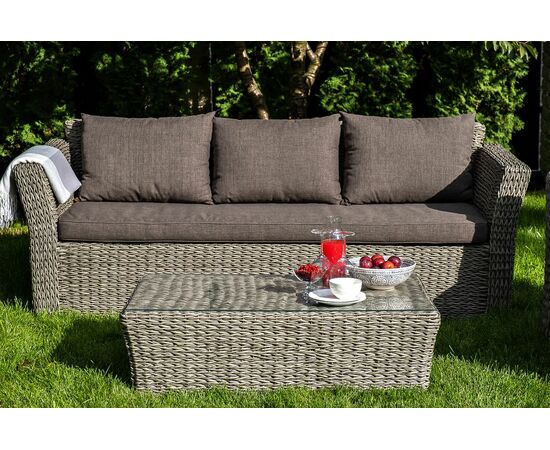 "Капучино" лаунж-зона из искусственного ротанга (гиацинт), цвет серый, изображение 8 | Интернет магазин мебели и декора LifeDekor