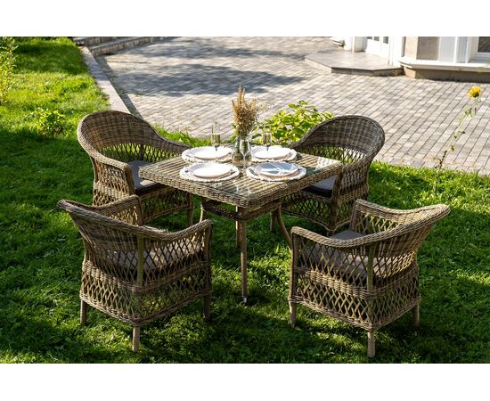 "Сицилия" обеденная группа плетеная, цвет соломенный, изображение 2 | Интернет магазин мебели и декора LifeDekor