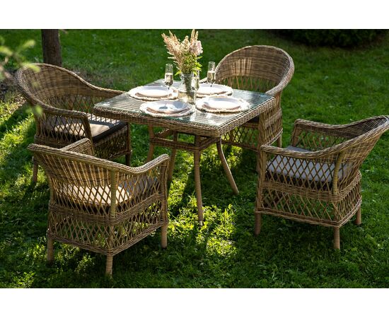 "Сицилия" обеденная группа плетеная, цвет соломенный, изображение 4 | Интернет магазин мебели и декора LifeDekor
