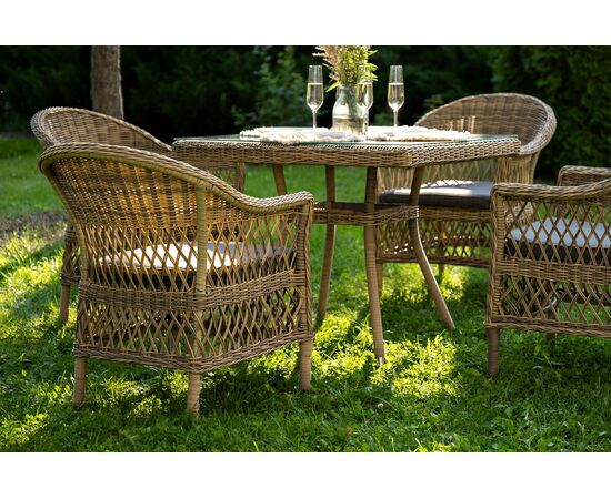 "Сицилия" обеденная группа плетеная, цвет соломенный, изображение 6 | Интернет магазин мебели и декора LifeDekor