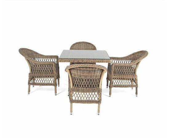 "Сицилия" обеденная группа плетеная, цвет соломенный, изображение 11 | Интернет магазин мебели и декора LifeDekor