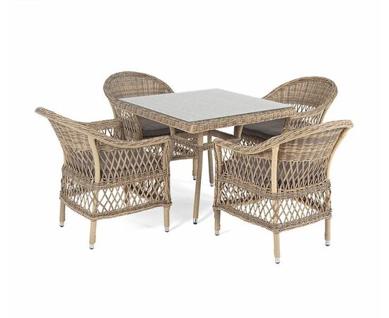 "Сицилия" обеденная группа плетеная, цвет соломенный, изображение 12 | Интернет магазин мебели и декора LifeDekor