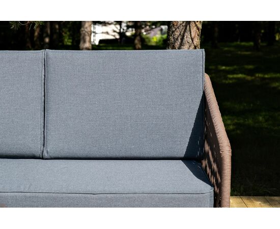 "Канны" лаунж-зона 4-местная из роупа со столом "Гранада" (серый гранит), основание дуб, роуп коричневый, ткань темно-серая, изображение 12 | Интернет магазин мебели и декора LifeDekor