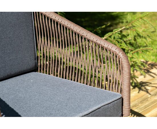 "Канны" лаунж-зона 4-местная из роупа со столом "Гранада" (серый гранит), основание дуб, роуп коричневый, ткань темно-серая, изображение 14 | Интернет магазин мебели и декора LifeDekor