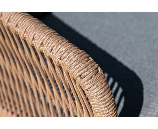 "Канны" лаунж-зона 4-местная из роупа со столом "Гранада" (серый гранит), основание дуб, роуп коричневый, ткань темно-серая, изображение 15 | Интернет магазин мебели и декора LifeDekor