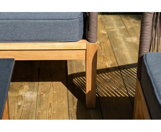 "Канны" лаунж-зона 4-местная из роупа со столом "Гранада" (серый гранит), основание дуб, роуп коричневый, ткань темно-серая, изображение 17 | Интернет магазин мебели и декора LifeDekor