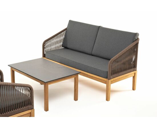 "Канны" лаунж-зона 4-местная из роупа со столом "Гранада" (серый гранит), основание дуб, роуп коричневый, ткань темно-серая, изображение 26 | Интернет магазин мебели и декора LifeDekor