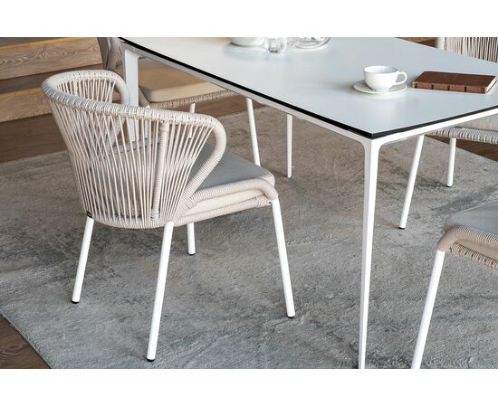 "Малага" обеденная группа на 4 персоны со стульями "Милан", каркас белый, роуп бежевый, изображение 6 | Интернет магазин мебели и декора LifeDekor