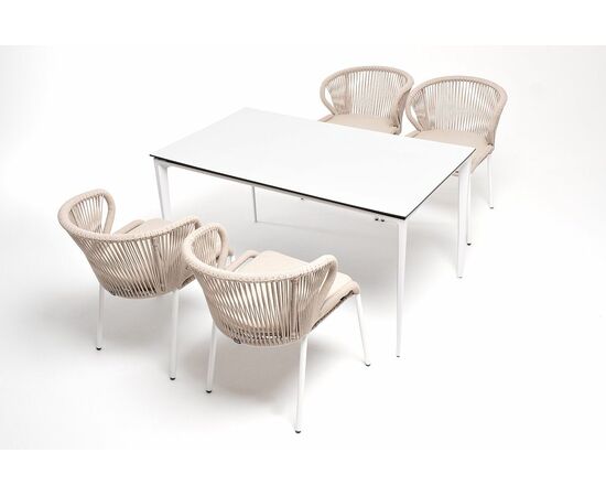 "Малага" обеденная группа на 4 персоны со стульями "Милан", каркас белый, роуп бежевый, изображение 11 | Интернет магазин мебели и декора LifeDekor