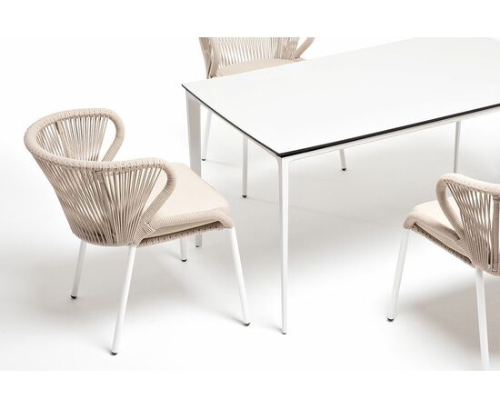 "Малага" обеденная группа на 4 персоны со стульями "Милан", каркас белый, роуп бежевый, изображение 12 | Интернет магазин мебели и декора LifeDekor