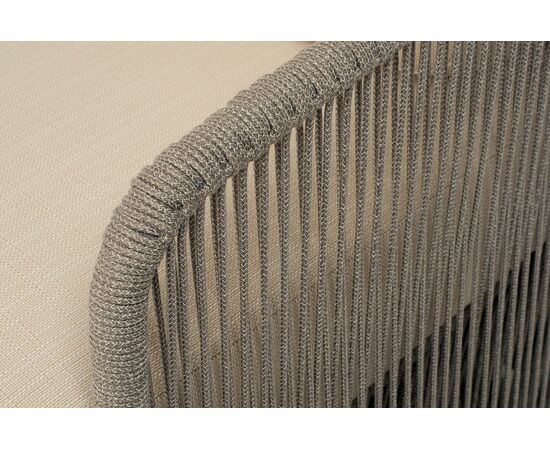 "Альбано" кресло плетеное из роупа, каркас алюминий светло-серый (RAL7035) муар, роуп серый меланж круглый, ткань Mossle светло-бежевая, изображение 5 | Интернет магазин мебели и декора LifeDekor