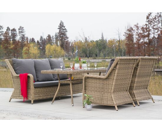 "Гляссе" обеденная группа из искусственного ротанга, цвет соломенный | Интернет магазин мебели и декора LifeDekor