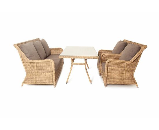 "Гляссе" обеденная группа из искусственного ротанга, цвет соломенный, изображение 2 | Интернет магазин мебели и декора LifeDekor