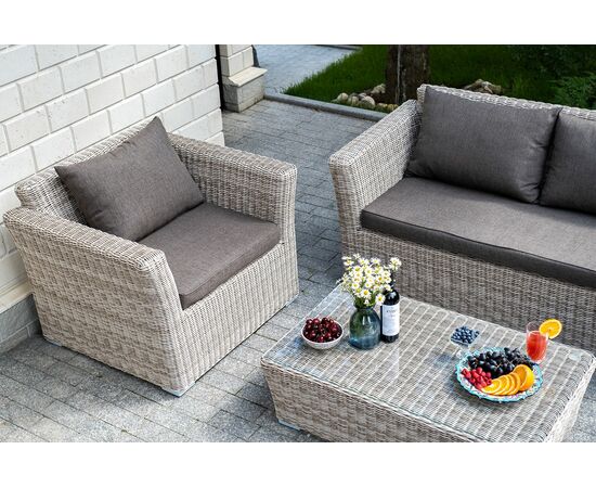 "Капучино Сингл" лаунж-зона из искусственного ротанга, цвет бежевый, изображение 2 | Интернет магазин мебели и декора LifeDekor