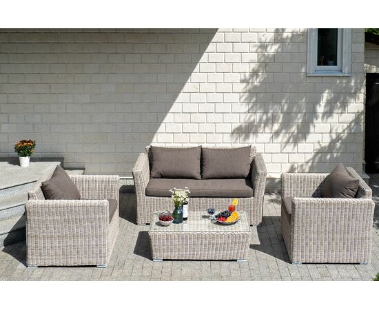 "Капучино Сингл" лаунж-зона из искусственного ротанга, цвет бежевый, изображение 6 | Интернет магазин мебели и декора LifeDekor