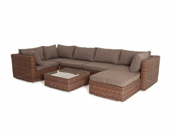 "Лунго" плетеная оттоманка с подушкой, цвет коричневый, изображение 3 | Интернет магазин мебели и декора LifeDekor