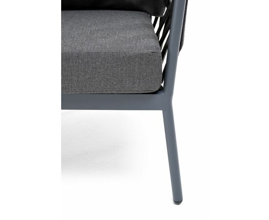 "Диего" кресло плетеное из роупа, каркас алюминий темно-серый (RAL7024) муар, роуп темно-серый круглый, ткань темно-серая 027, изображение 4 | Интернет магазин мебели и декора LifeDekor