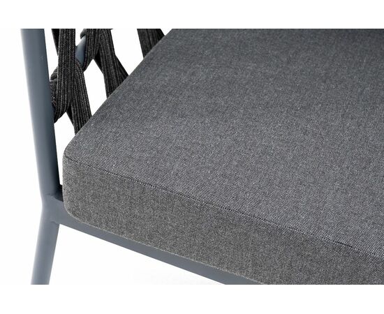 "Диего" кресло плетеное из роупа, каркас алюминий темно-серый (RAL7024) муар, роуп темно-серый круглый, ткань темно-серая 027, изображение 5 | Интернет магазин мебели и декора LifeDekor