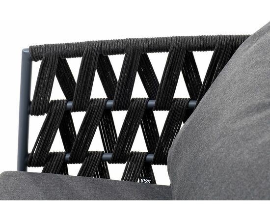 "Диего" кресло плетеное из роупа, каркас алюминий темно-серый (RAL7024) муар, роуп темно-серый круглый, ткань темно-серая 027, изображение 6 | Интернет магазин мебели и декора LifeDekor