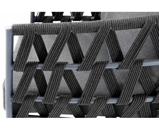 "Диего" кресло плетеное из роупа, каркас алюминий темно-серый (RAL7024) муар, роуп темно-серый круглый, ткань темно-серая 027, изображение 7 | Интернет магазин мебели и декора LifeDekor