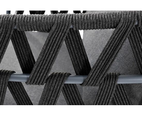 "Диего" кресло плетеное из роупа, каркас алюминий темно-серый (RAL7024) муар, роуп темно-серый круглый, ткань темно-серая 027, изображение 8 | Интернет магазин мебели и декора LifeDekor