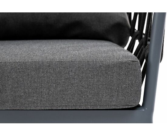 "Диего" кресло плетеное из роупа, каркас алюминий темно-серый (RAL7024) муар, роуп темно-серый круглый, ткань темно-серая 027, изображение 9 | Интернет магазин мебели и декора LifeDekor
