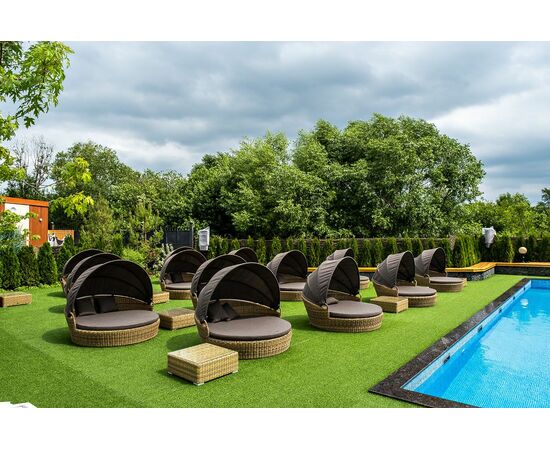 "Стильяно" плетеная кровать круглая, цвет соломенный, изображение 25 | Интернет магазин мебели и декора LifeDekor