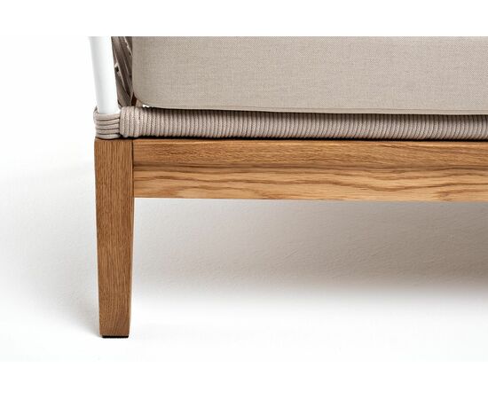 "Диего" диван 2-местный плетеный из роупа, основание дуб, каркас алюминий светло-серый (RAL7035) шагрень, роуп бежевый круглый, ткань бежевая 15052, изображение 4 | Интернет магазин мебели и декора LifeDekor