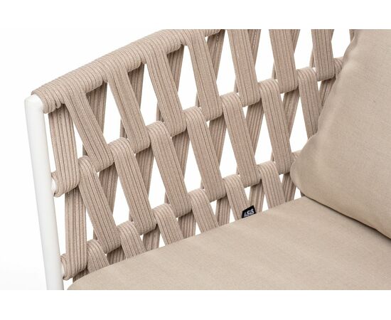 "Диего" диван 2-местный плетеный из роупа, основание дуб, каркас алюминий светло-серый (RAL7035) шагрень, роуп бежевый круглый, ткань бежевая 15052, изображение 5 | Интернет магазин мебели и декора LifeDekor