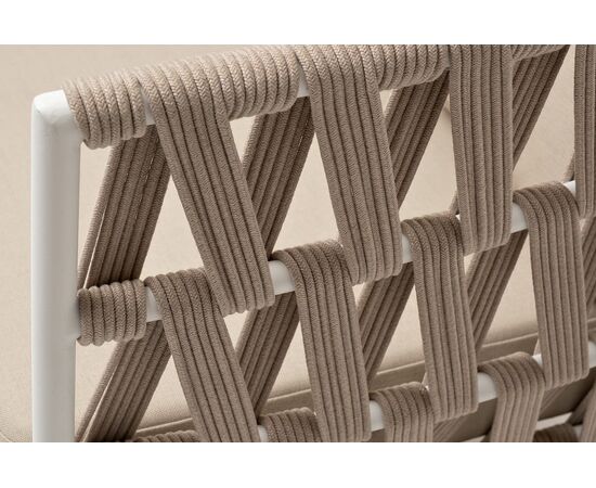 "Диего" диван 2-местный плетеный из роупа, основание дуб, каркас алюминий светло-серый (RAL7035) шагрень, роуп бежевый круглый, ткань бежевая 15052, изображение 8 | Интернет магазин мебели и декора LifeDekor