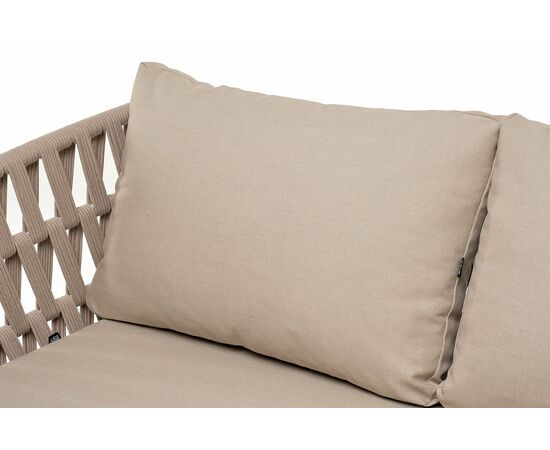 "Диего" диван 2-местный плетеный из роупа, основание дуб, каркас алюминий светло-серый (RAL7035) шагрень, роуп бежевый круглый, ткань бежевая 15052, изображение 11 | Интернет магазин мебели и декора LifeDekor