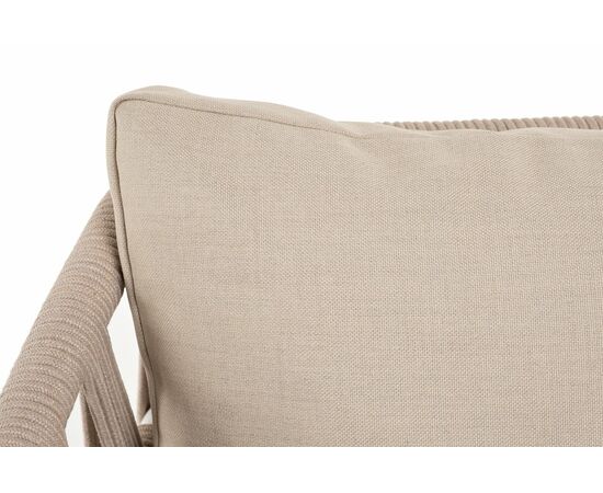 "Диего" диван 2-местный плетеный из роупа, основание дуб, каркас алюминий светло-серый (RAL7035) шагрень, роуп бежевый круглый, ткань бежевая 15052, изображение 12 | Интернет магазин мебели и декора LifeDekor