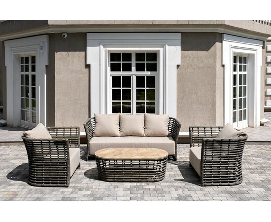 "Валенсия" лаунж-зона из искусственного ротанга, цвет серый | Интернет магазин мебели и декора LifeDekor