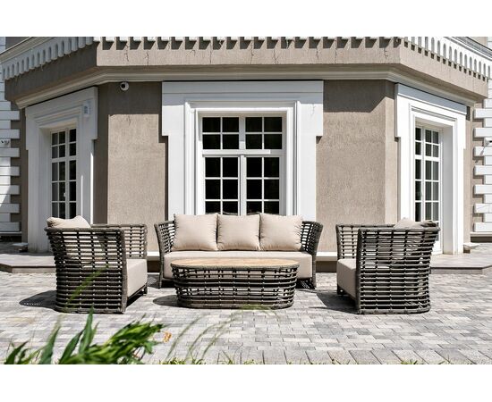 "Валенсия" лаунж-зона из искусственного ротанга, цвет серый, изображение 2 | Интернет магазин мебели и декора LifeDekor