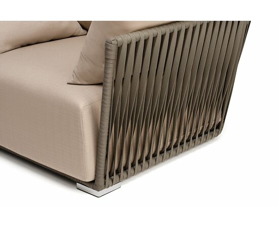 "Касабланка" кресло плетеное из роупа, каркас алюминий белый, роуп бежевый 20мм, ткань бежевая, изображение 4 | Интернет магазин мебели и декора LifeDekor