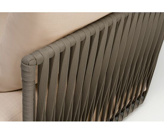 "Касабланка" кресло плетеное из роупа, каркас алюминий белый, роуп бежевый 20мм, ткань бежевая, изображение 5 | Интернет магазин мебели и декора LifeDekor