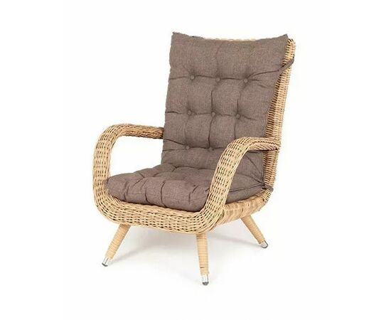 "Толедо" кресло плетеное с подушками, цвет соломенный | Интернет магазин мебели и декора LifeDekor